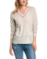 Birdseye Trim V-Neck Cashmere Sweater