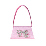 Pink Rhinestone Bow Mini Shoulder Bag