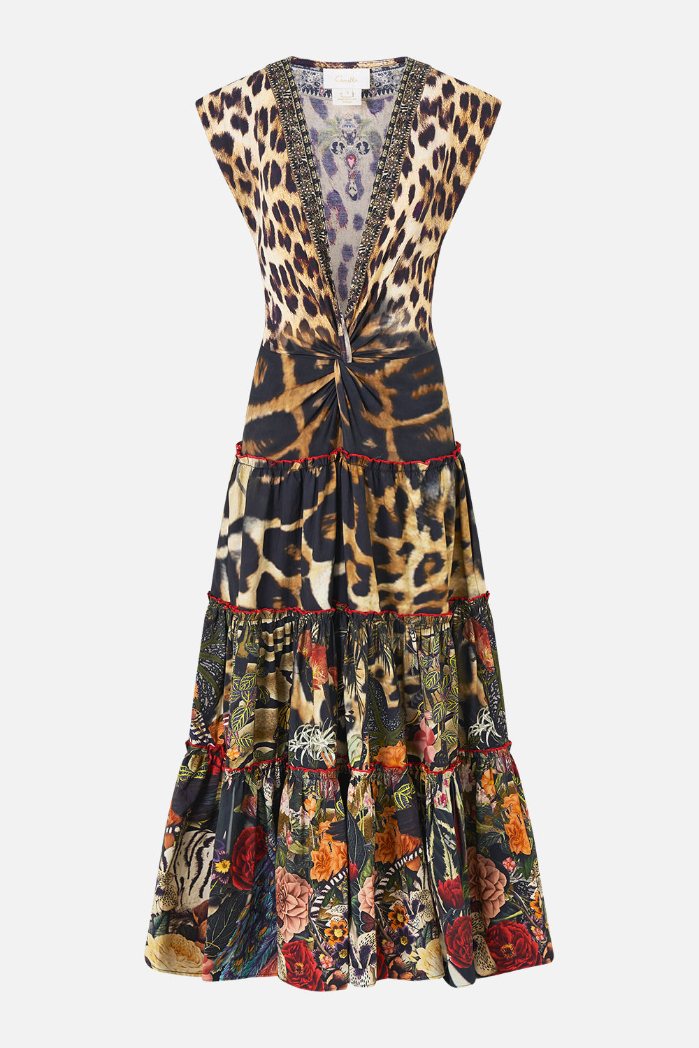 CAP SLEEVE TWIST FRONT MIDI DRESS