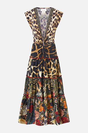 CAP SLEEVE TWIST FRONT MIDI DRESS