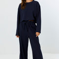 High Waisted Wide Leg Ruffle Sweatpant