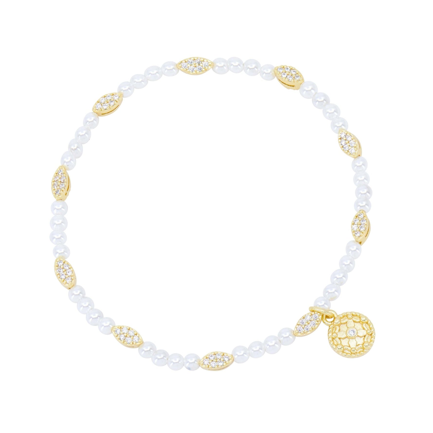 City Petals Pearl Beaded Stretch Bracelet