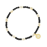 City Petals Onyx Beaded Stretch Bracelet