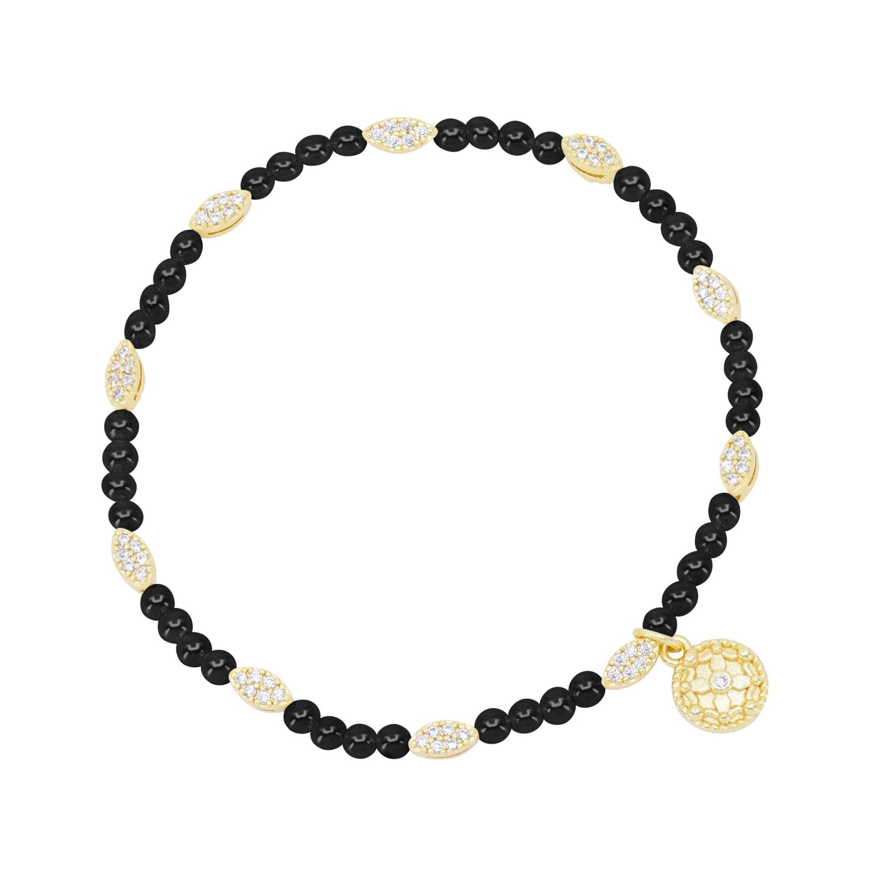 City Petals Onyx Beaded Stretch Bracelet