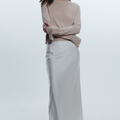 Talia Charmeuse Maxi Skirt, Ivory