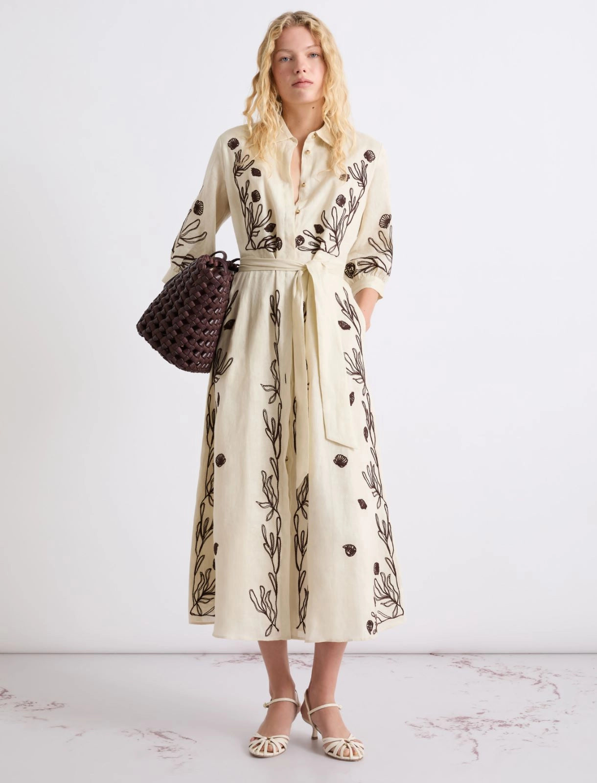 Embroidered Linen Dress