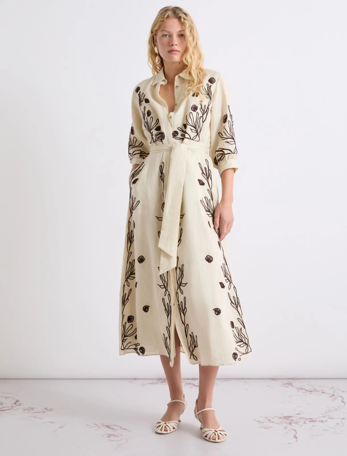 Embroidered Linen Dress