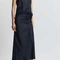 Talia Charmeuse Maxi Skirt, Navy