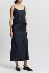 Talia Charmeuse Maxi Skirt, Navy