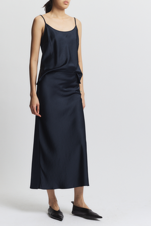 Talia Charmeuse Maxi Skirt, Navy