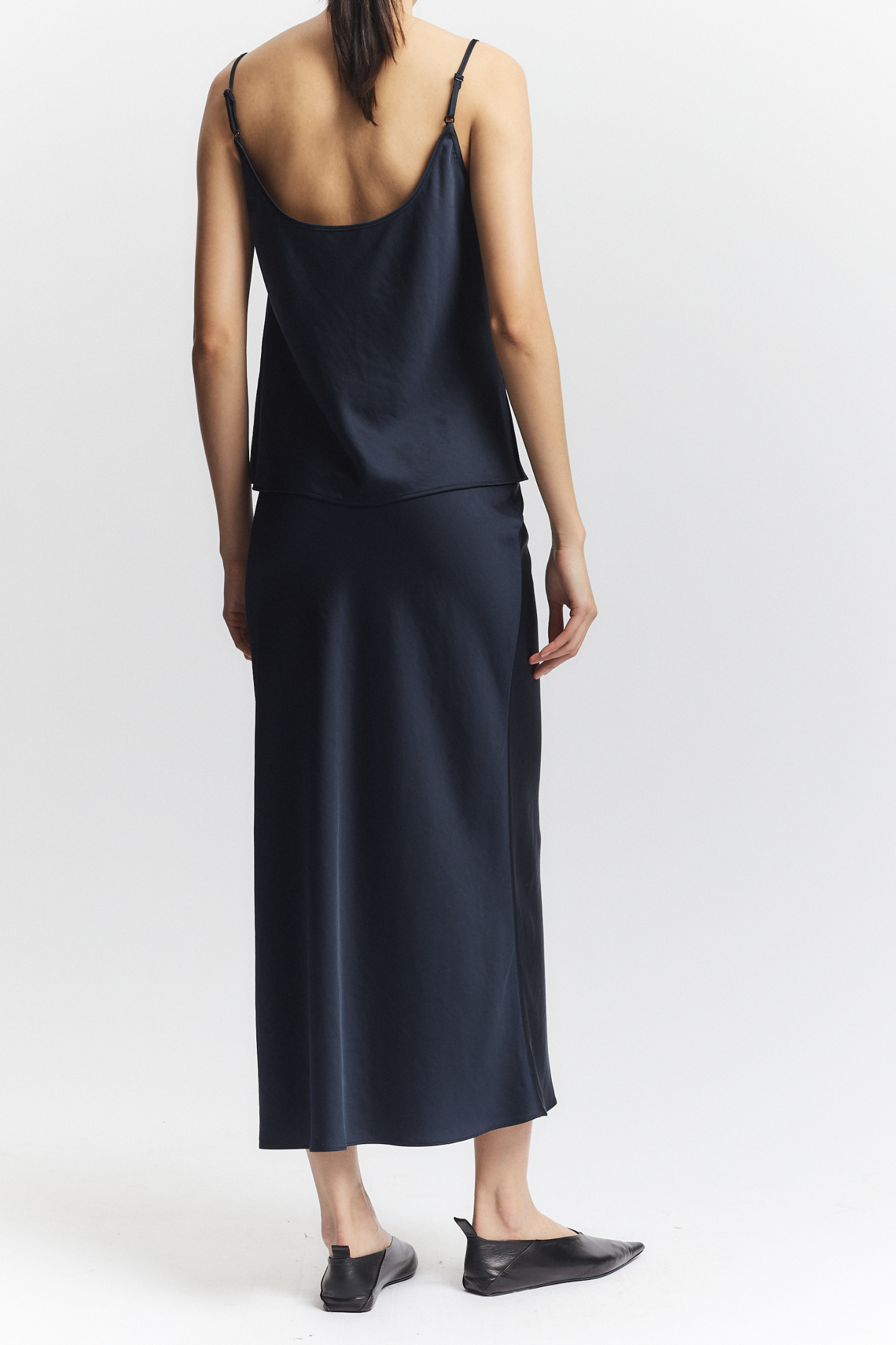 Talia Charmeuse Maxi Skirt, Navy