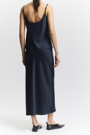 Talia Charmeuse Maxi Skirt, Navy