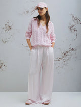 Cable-knit polo sweater