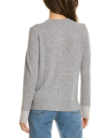 Contrast Trim Crewneck Cashmere Sweater