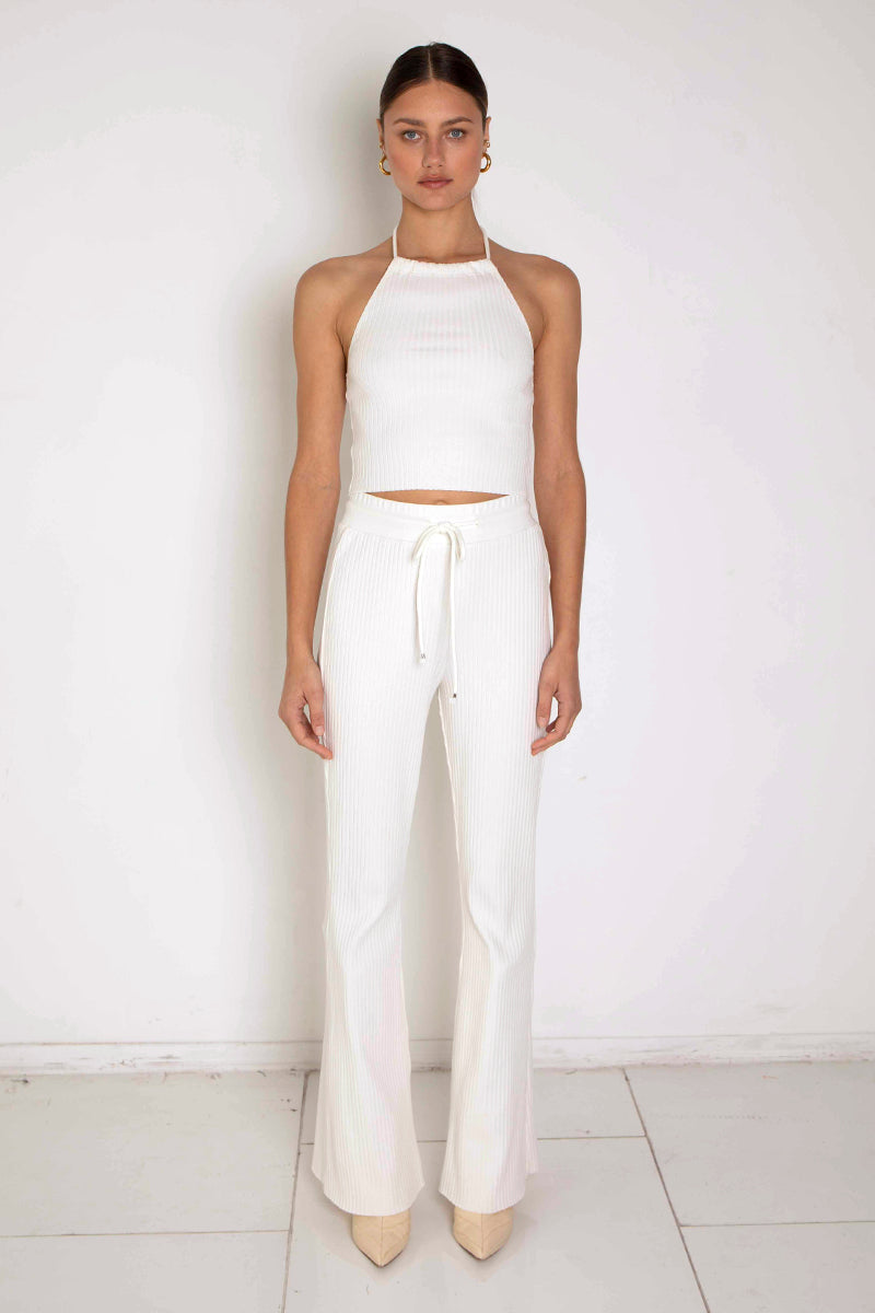 Primary Ribbed Stretch-Cotton Jersey Flared Pants