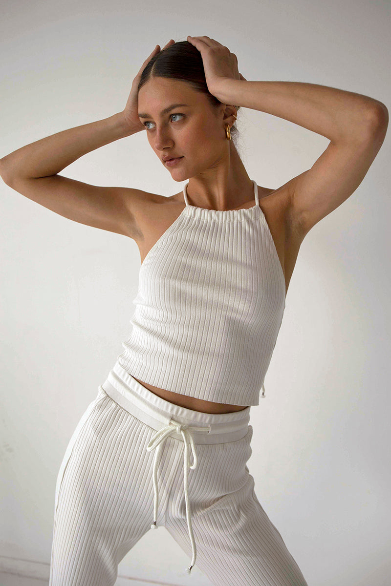 Primary Ribbed Stretch-Cotton Jersey Flared Pants