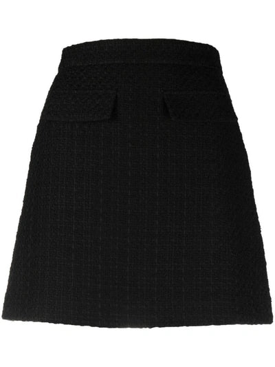 Cotton-blend tweed mini skirt (black)