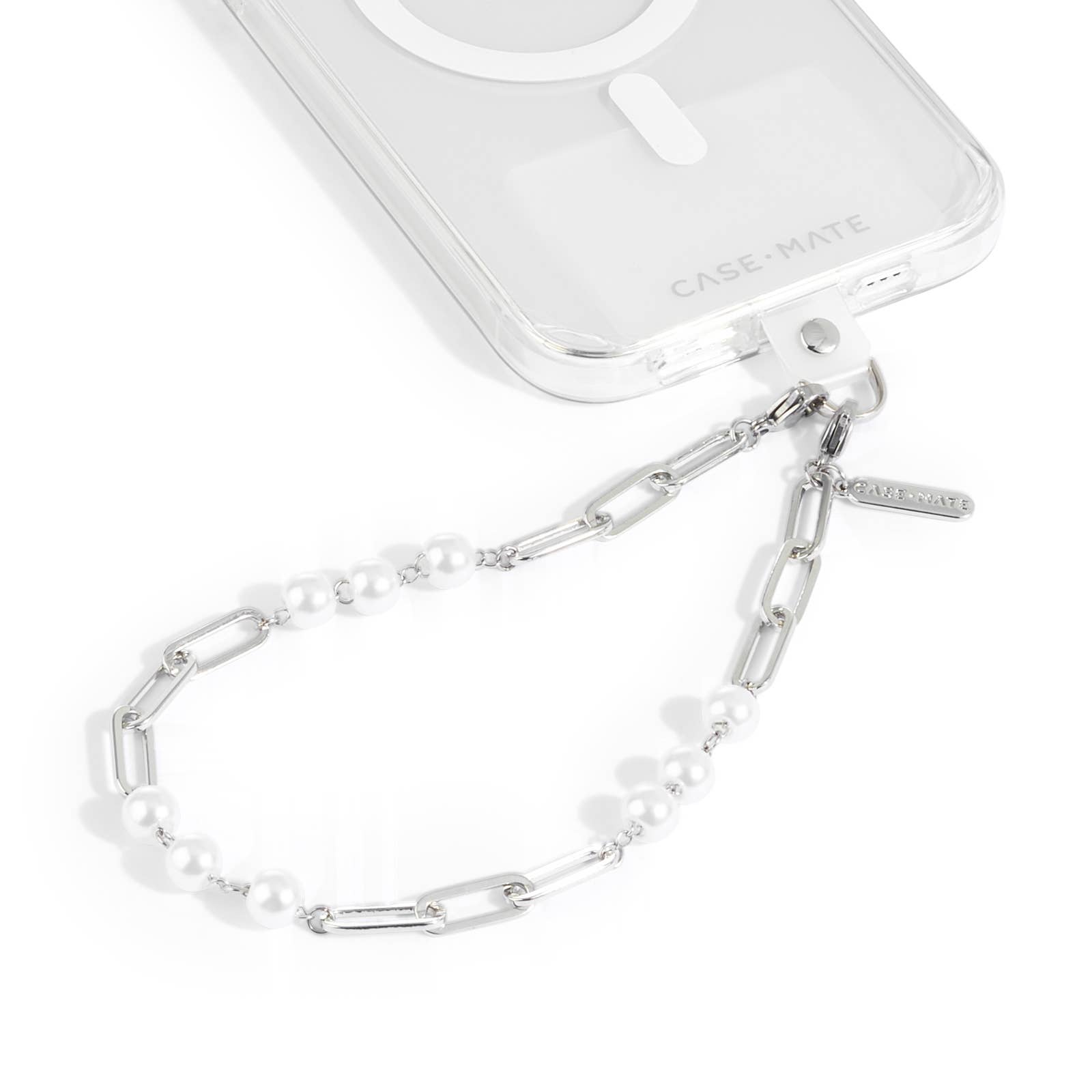 Phone Charm - Silver Pearl