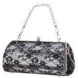 Audra Black Vintage Style Satchel with Crystal/Lucite Handle