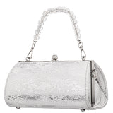 Audra Silver Vintage Style Satchel with Crystal/Lucite Handle