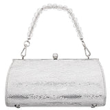 Audra Silver Vintage Style Satchel with Crystal/Lucite Handle