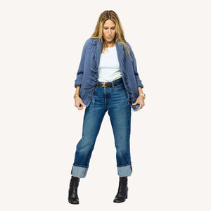 Fringe Shawl Collar Love Cardigan