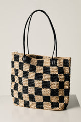 Black Check Tote