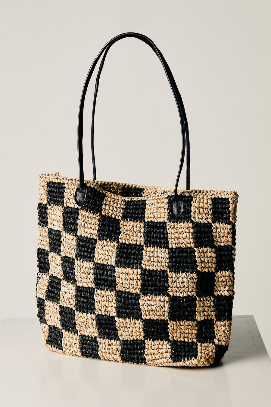 Black Check Tote