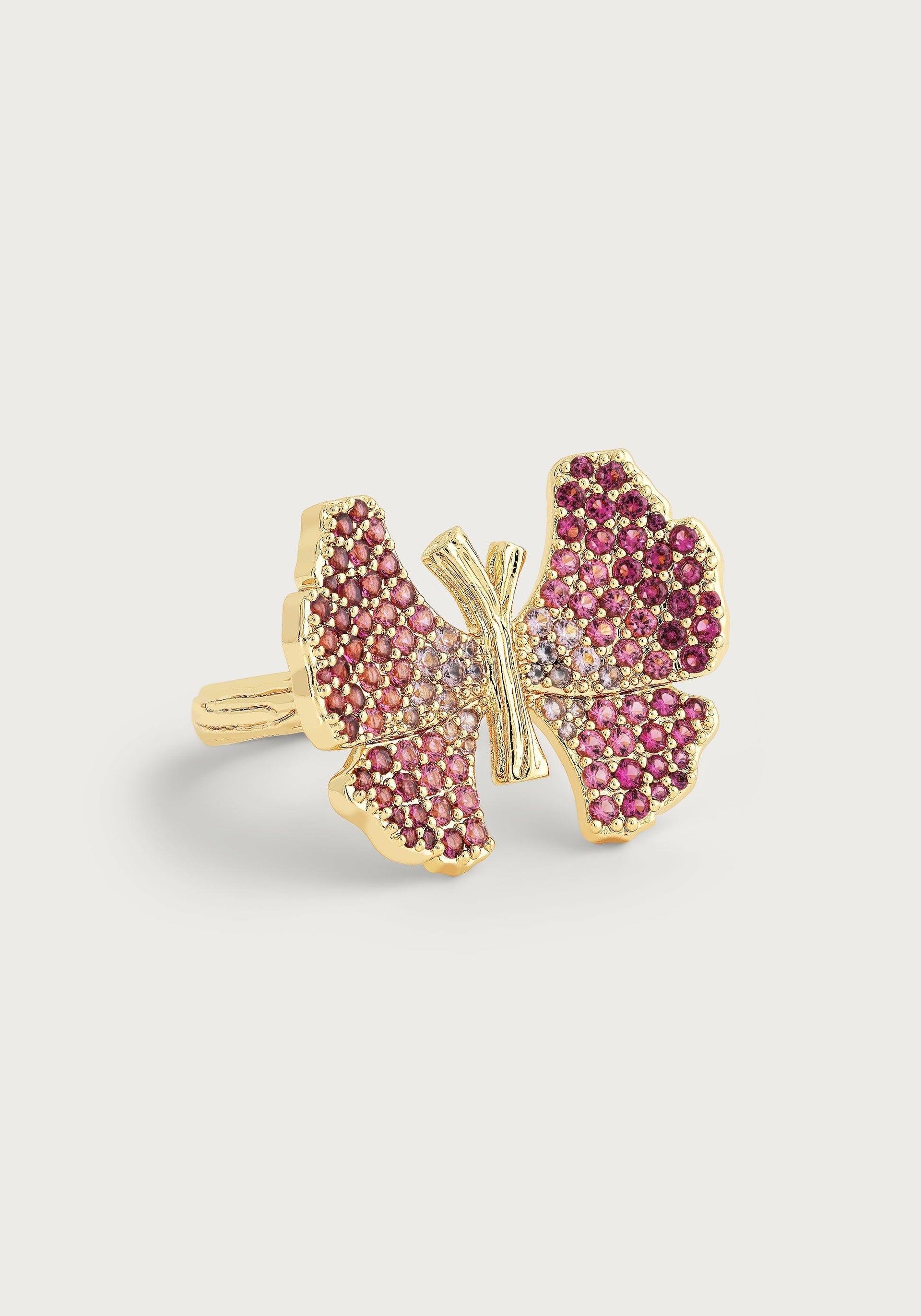 Butterfly Pink Pavé Ring