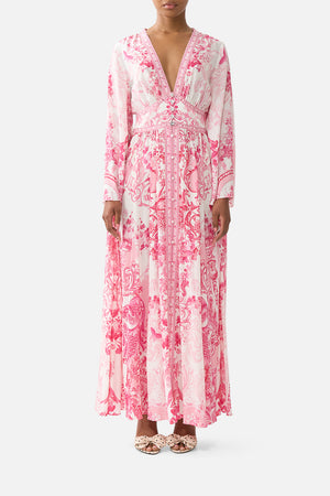 KIMONO SLEEVE DRESS WITH SHIRRING DETAIL