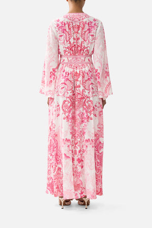 KIMONO SLEEVE DRESS WITH SHIRRING DETAIL