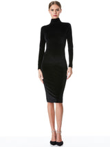 Delora Velvet Tassel Back Midi Dress