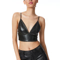 Carli Vegan Leather Studded Bra Top