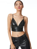 Carli Vegan Leather Studded Bra Top