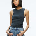 Chrissy Crewneck Ruched Crop Top