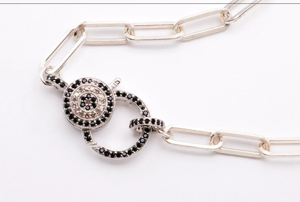 Cora Spinel & Diamond Sterling Lock + Chain