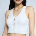 Blended Knit Cropped Button Tank