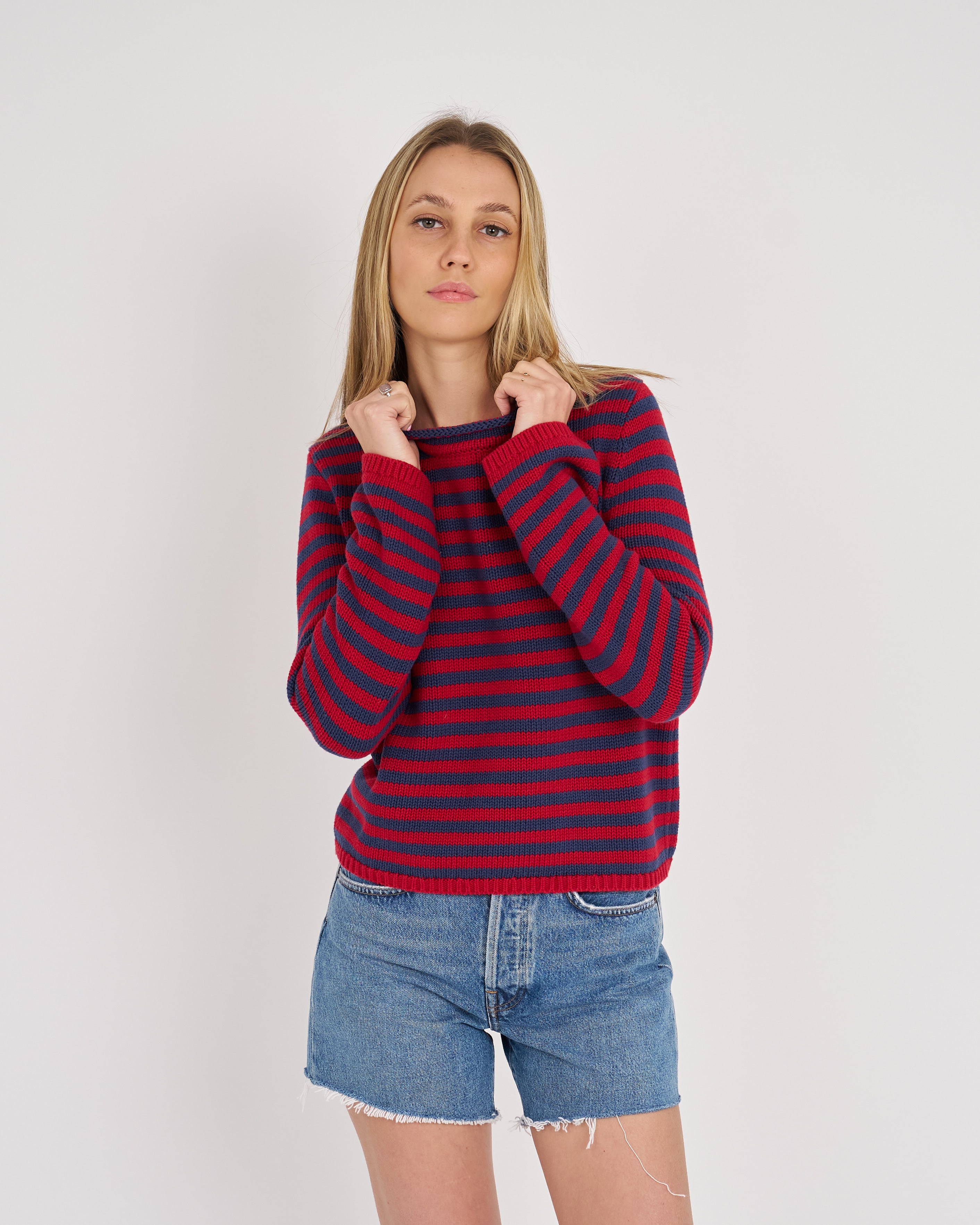 ANA STRIPE ROLLNECK CREW