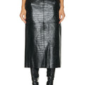 Embossed Leather Midi Skirt