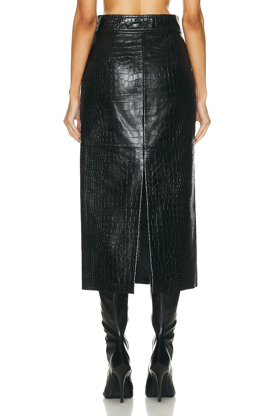 Embossed Leather Midi Skirt