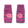 Psychedelic Smiley Knit Mittens Pink Multi