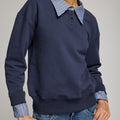 HALLIE POPLIN SHIRT COMBO SWEATSHIRT