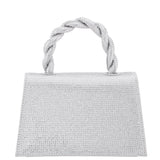 Kasper Silver Twisted Handle Crystal Sachel