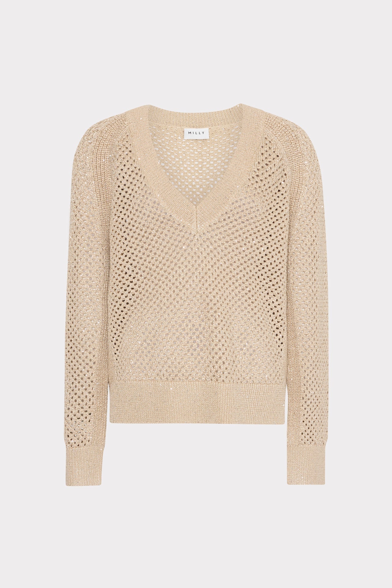 Sequin Mesh V-Neck