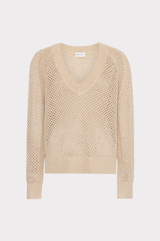 Sequin Mesh V-Neck