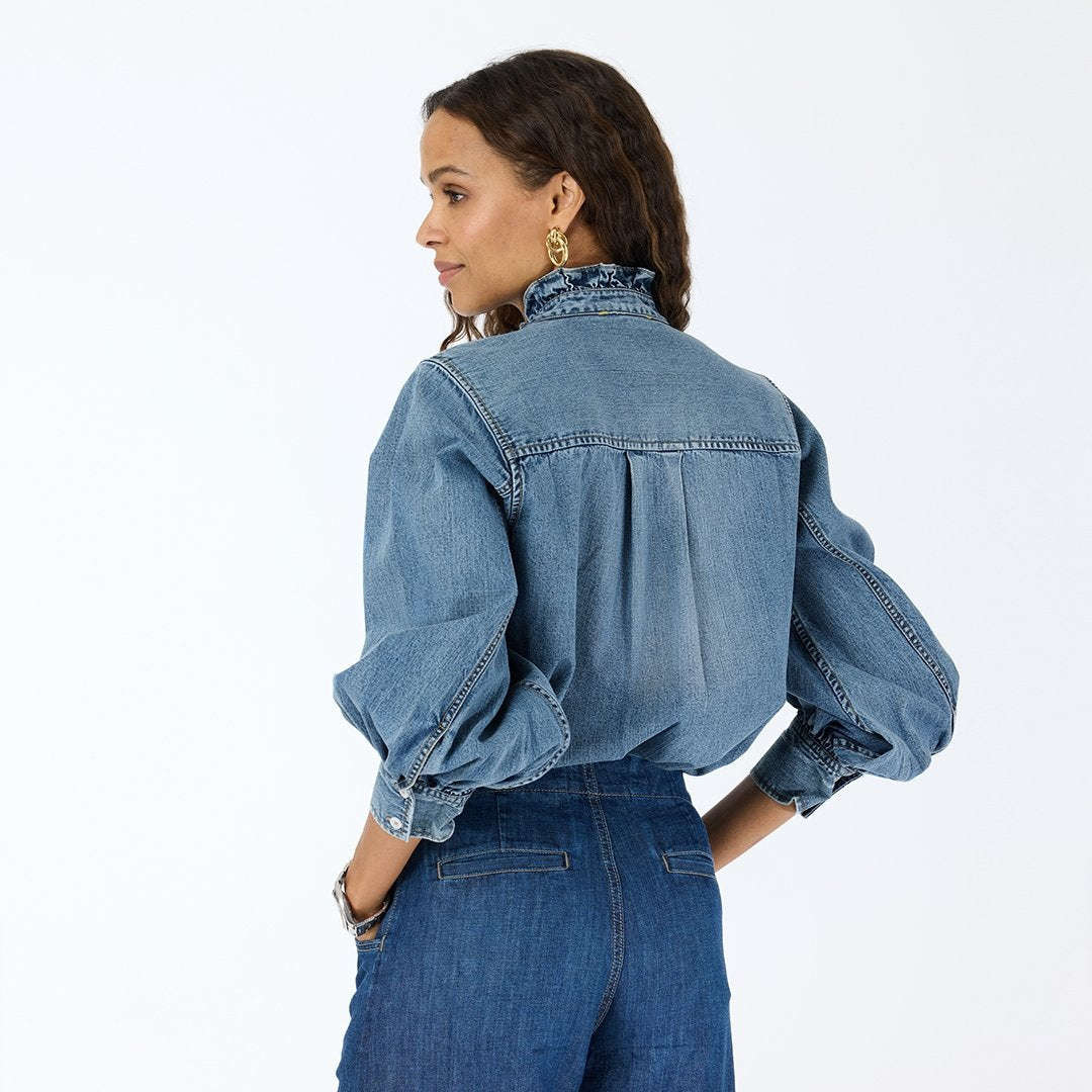 Puff Sleeve Denim Shirt