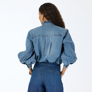 Puff Sleeve Denim Shirt