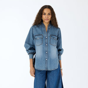 Puff Sleeve Denim Shirt