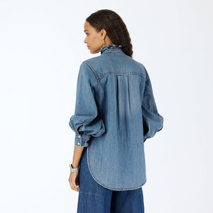 Puff Sleeve Denim Shirt