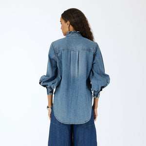 Puff Sleeve Denim Shirt
